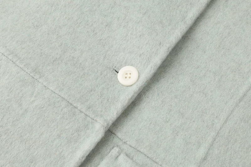 מעיל צמר באורך בינוני בסגנון רטרו עם חיתוך רפוי 