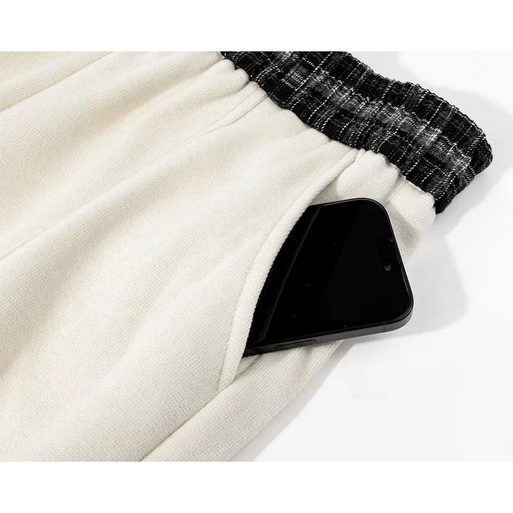 Plaid Fleece Lined Wide-Leg Pants