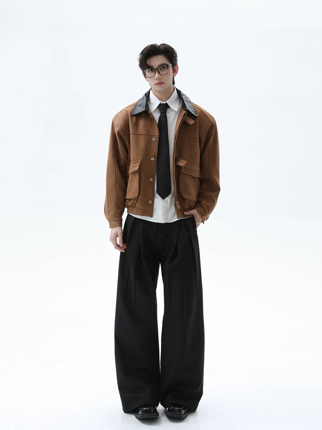 Veste d'automne en patchwork avec col en suède 