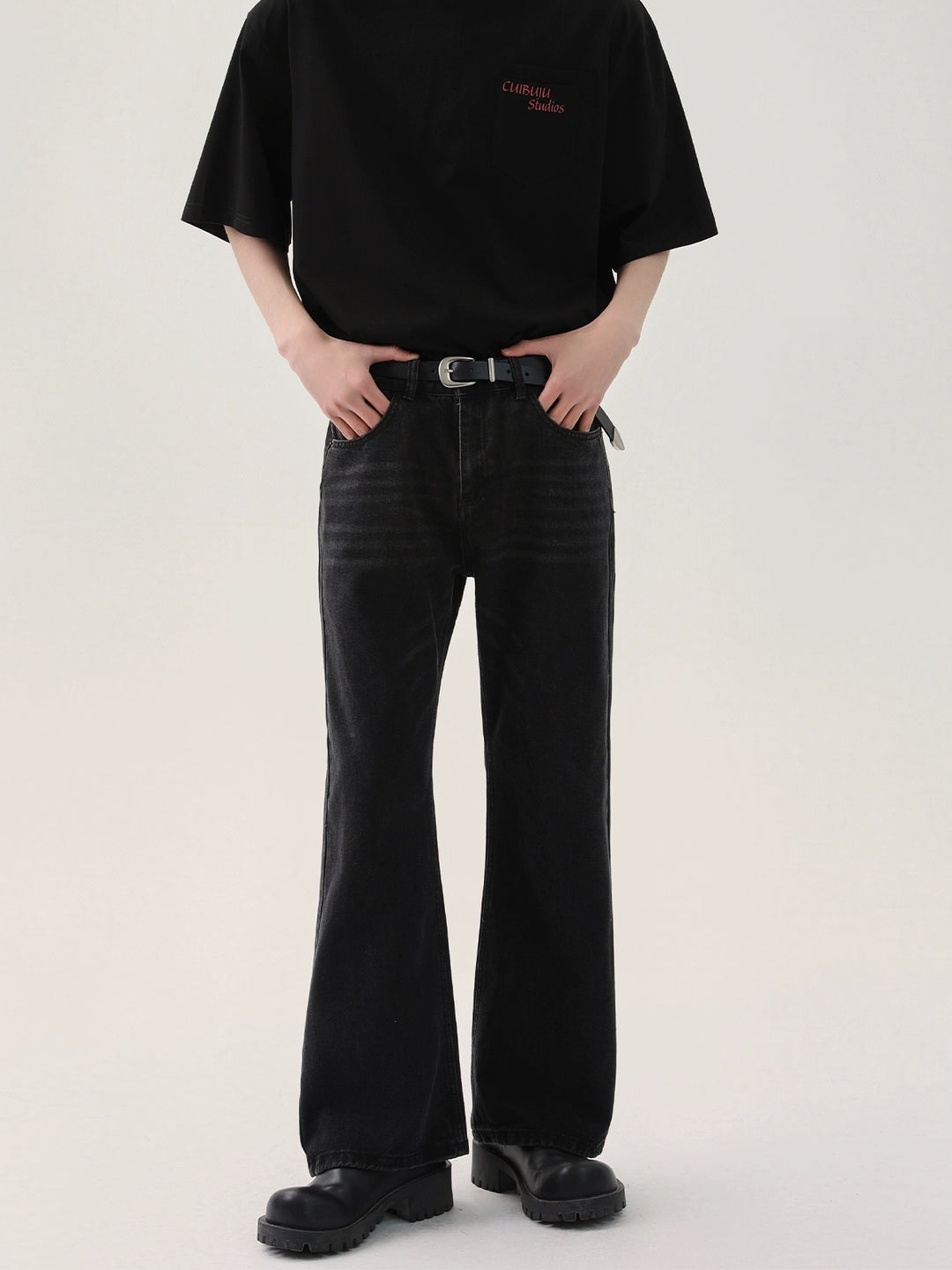 Distressed Slim Fit Flared Jeans 