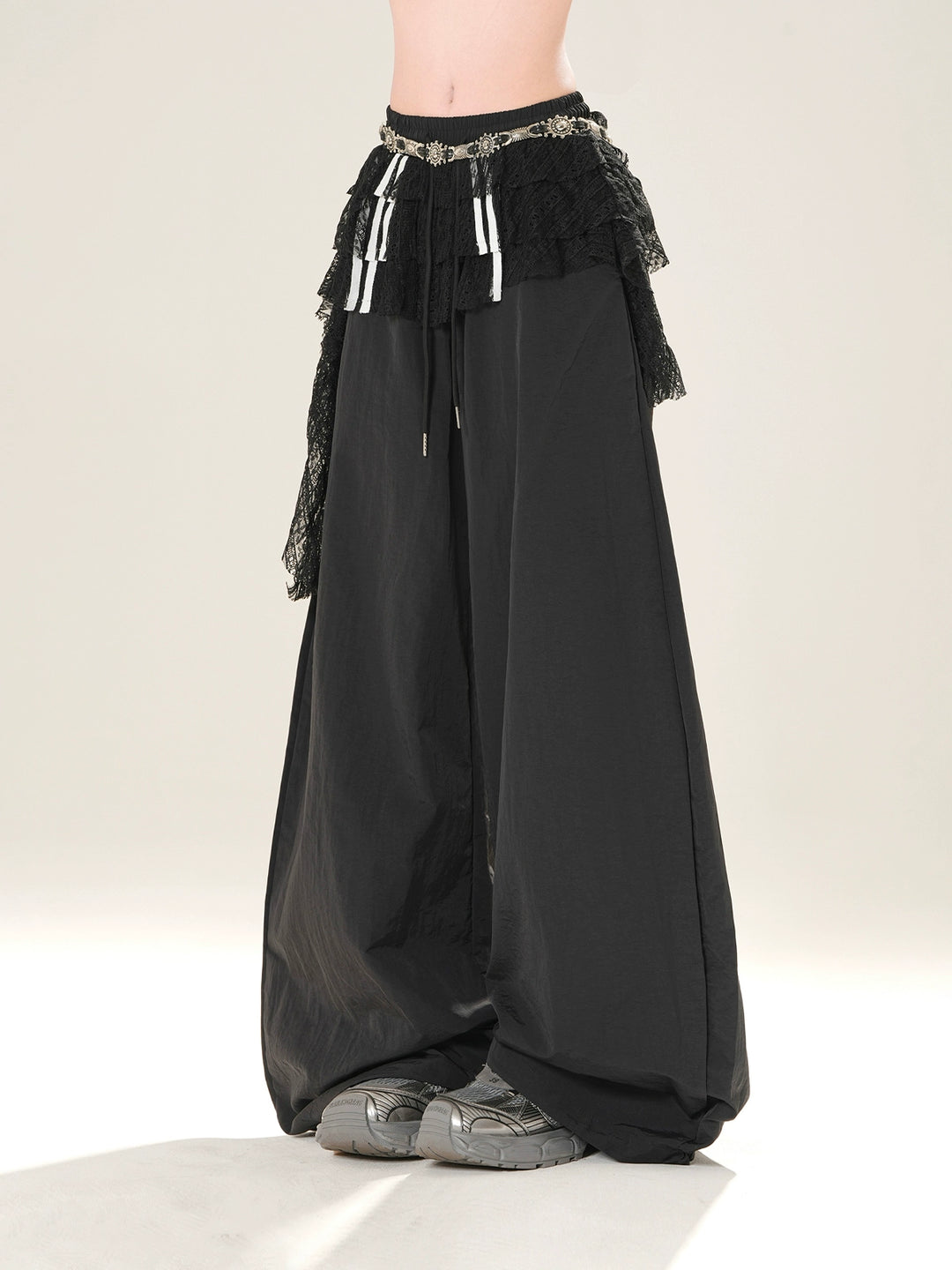 Lace Wide-Leg High Street Pants