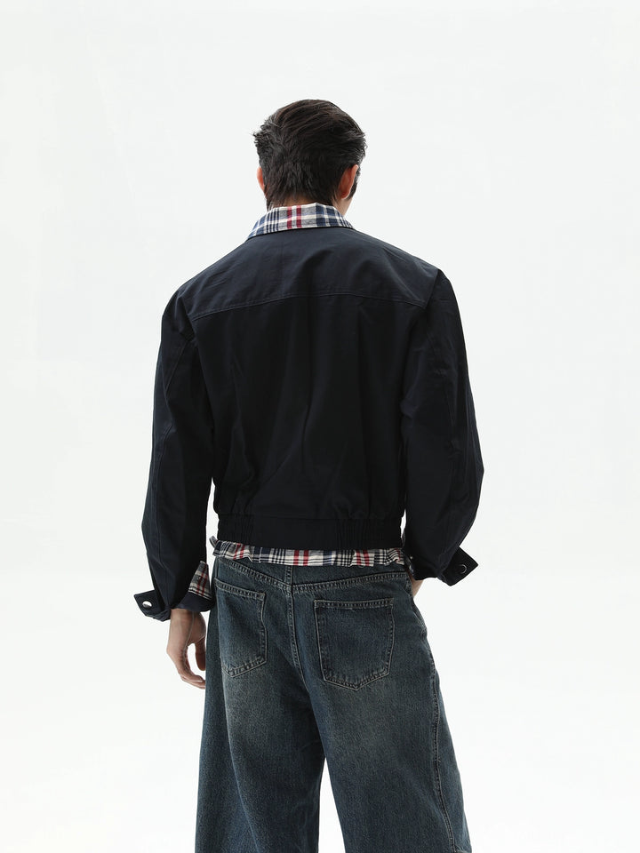 Veste de travail à poches multiples en patchwork à carreaux 