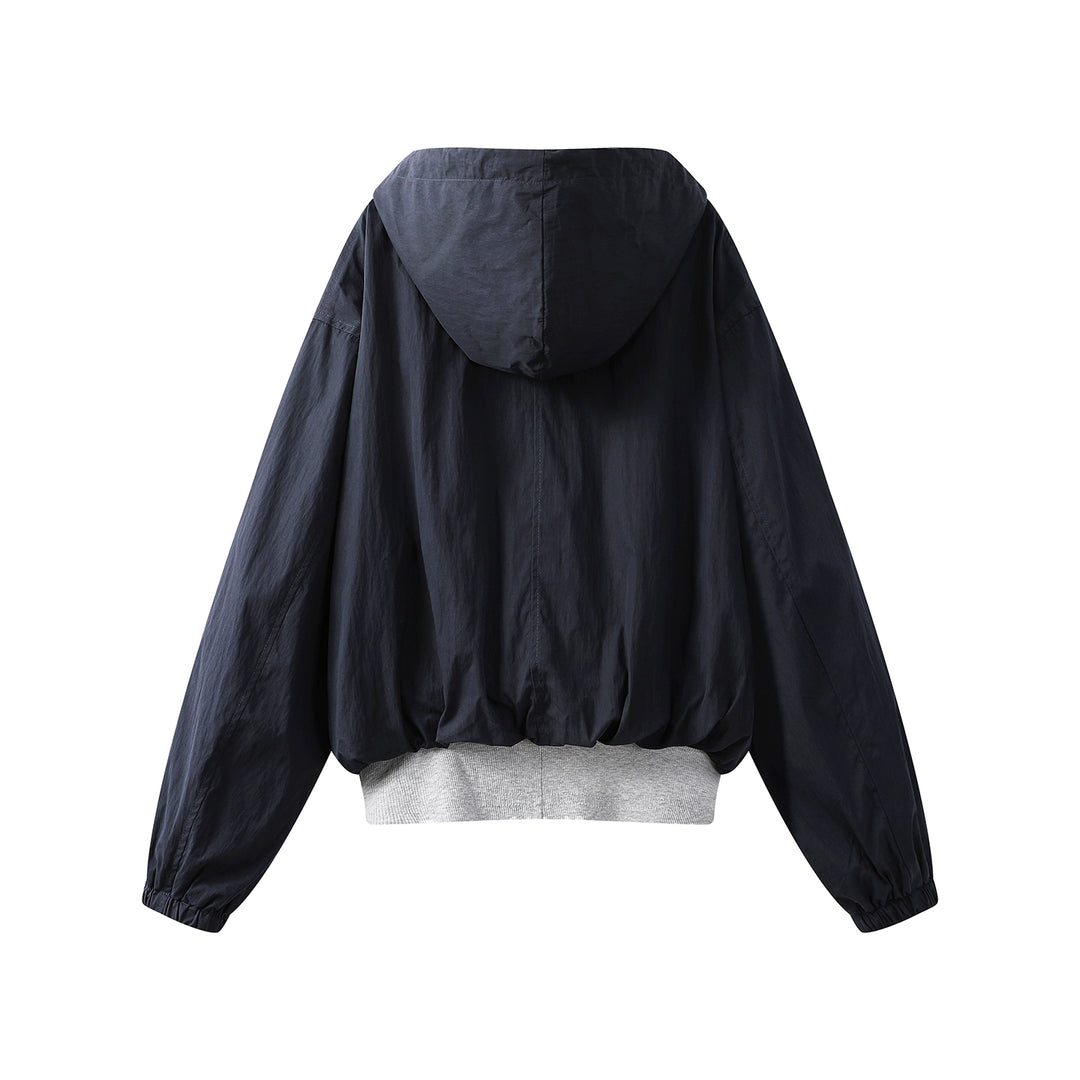 Contrast Stitch Loose Hooded Jacket