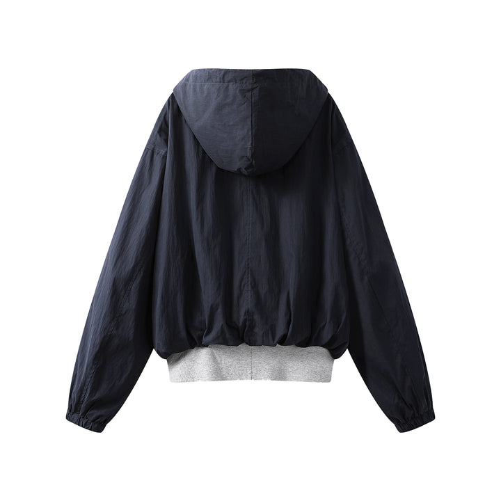Contrast Stitch Loose Hooded Jacket