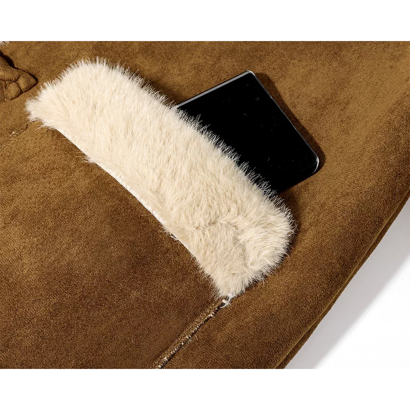 Abrigo de invierno forrado de felpa de ante 