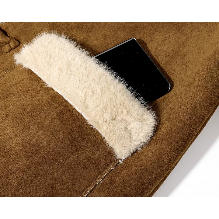 Abrigo de invierno forrado de felpa de ante 