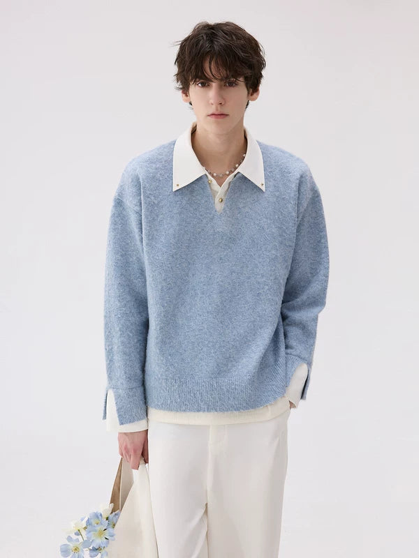 Pull en polaire tricoté à col en V 