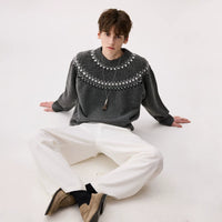 Fair Isle Yün Karışımlı Yuvarlak Yaka Kazak 