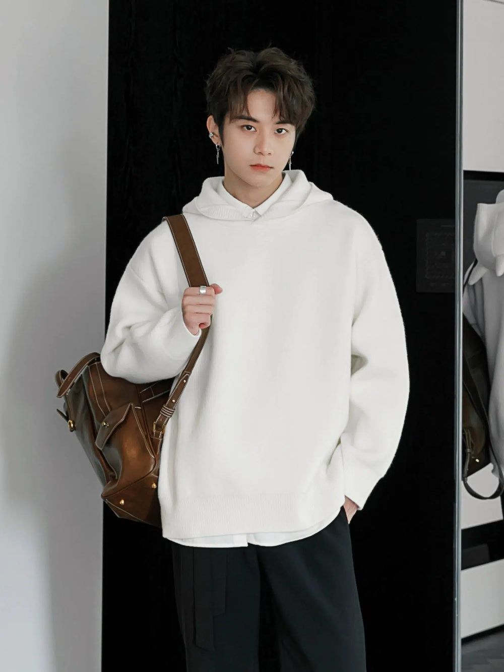 Horn Accent Hooded Knit Sweater