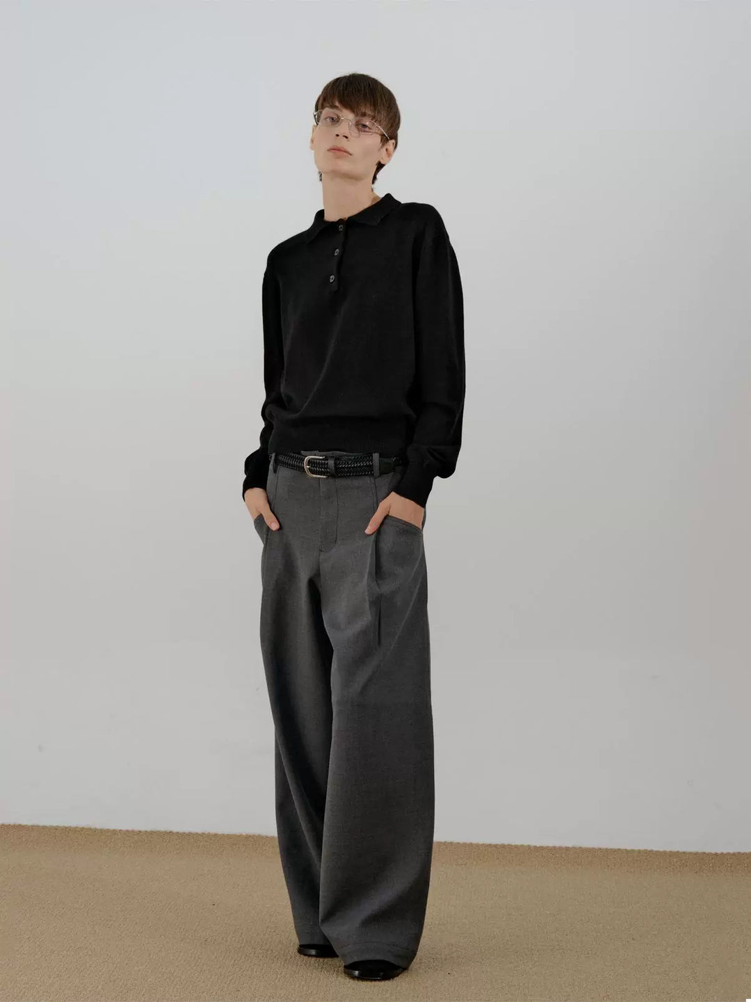 Wide Leg Relaxed Fit Suit Pants