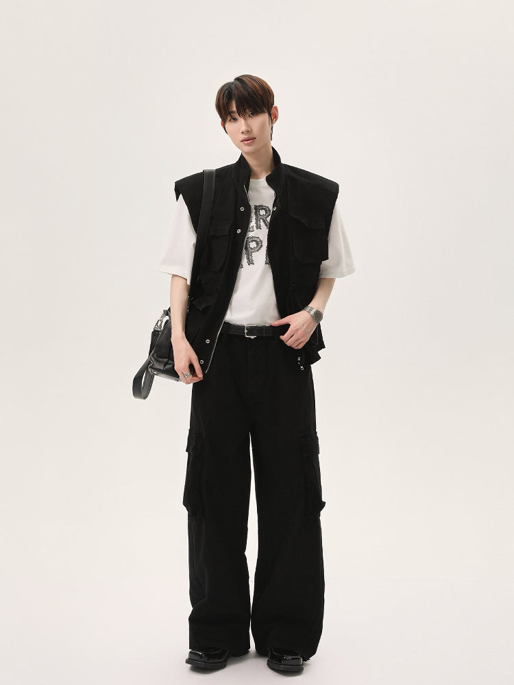 Cargo Denim Sleeveless Vest & Jeans