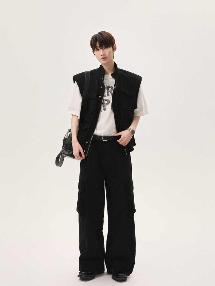 Cargo Denim Sleeveless Vest & Jeans