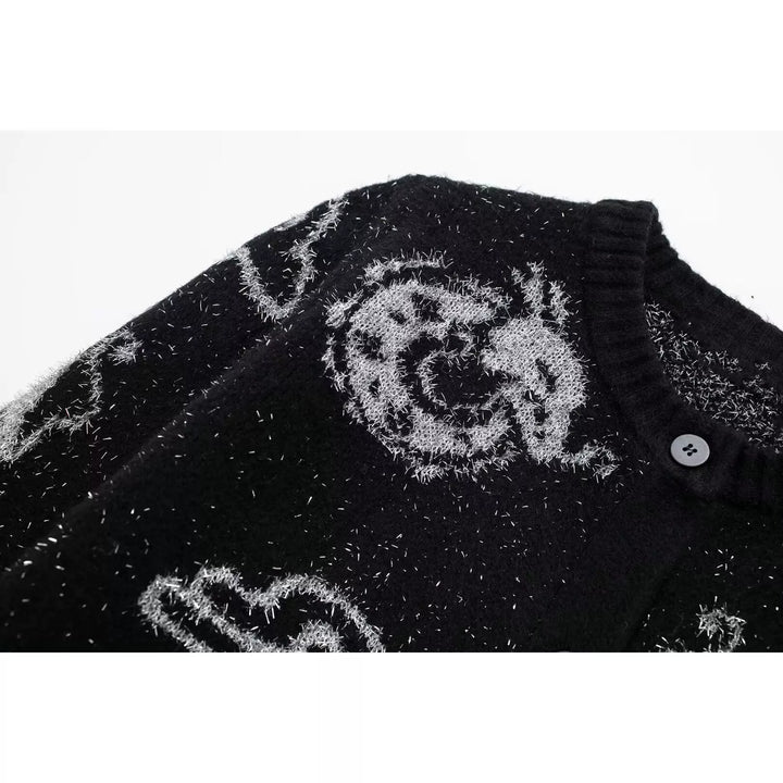 Animal Jacquard Knit Button Cardigan