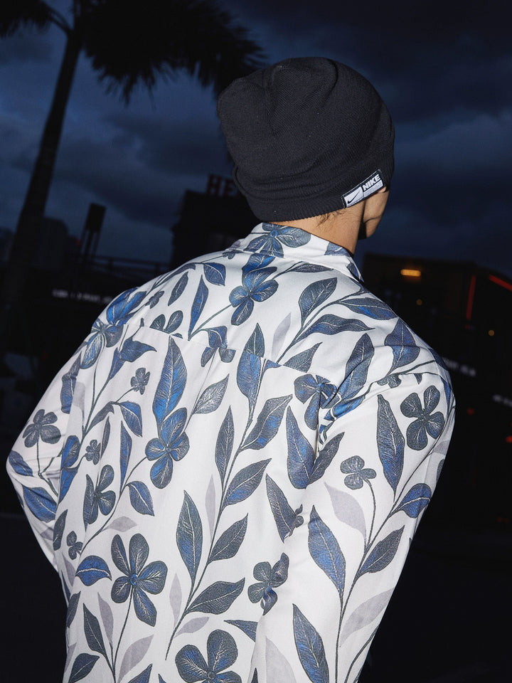 Camisa de manga larga suelta con estampado floral 