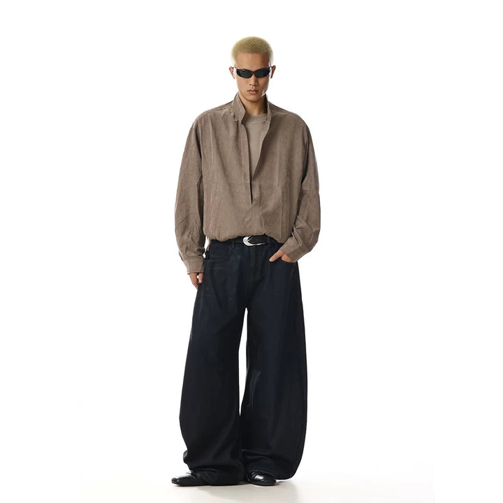 Pantalons en denim déchirés à jambe large rétro 