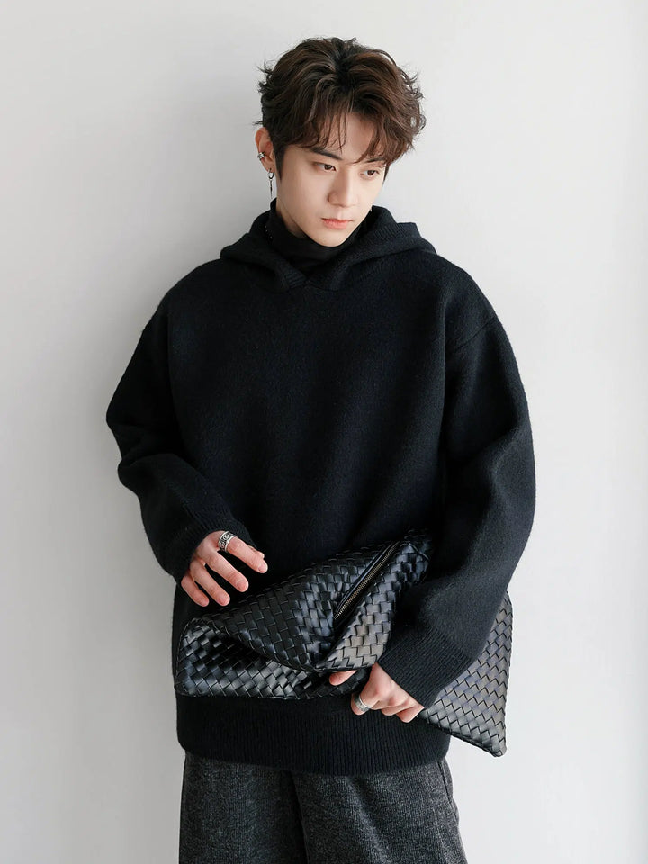 Horn Accent Hooded Knit Sweater