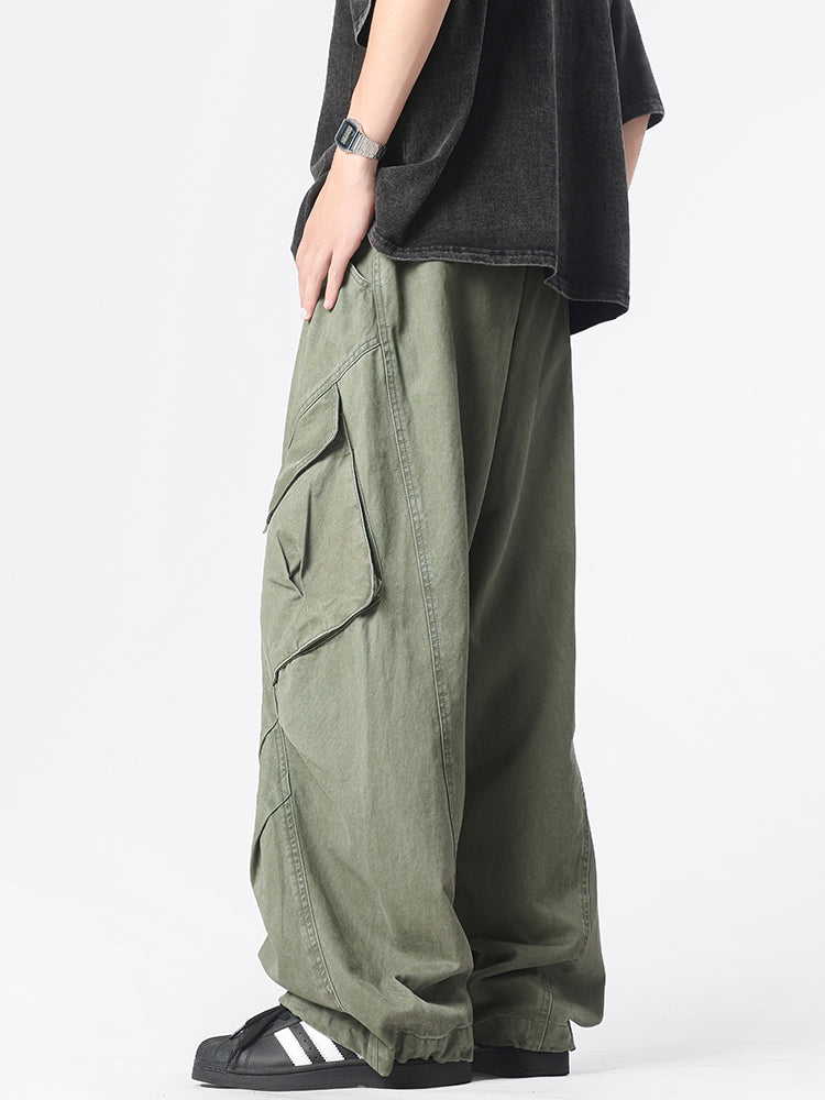 Wide-Leg Multi-Pocket Casual Pants