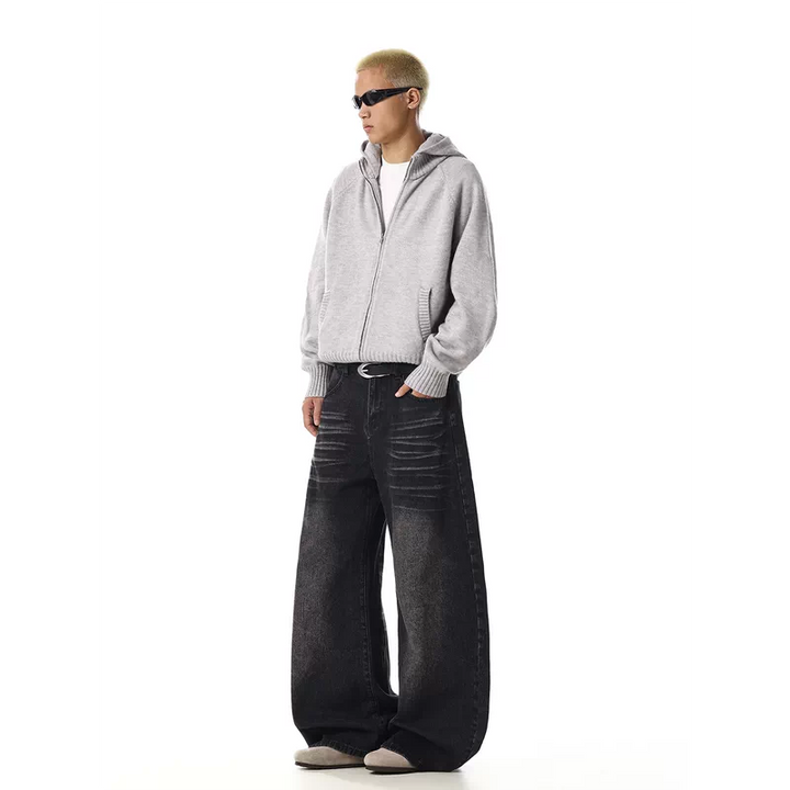 Versleten Wijd-Leg Gewassen Jeans Broek 