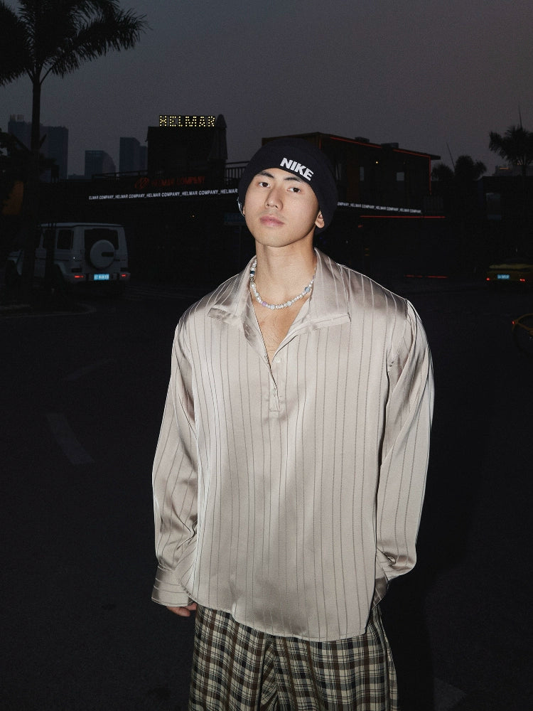 Striped Loose Fit Long Sleeve Shirt