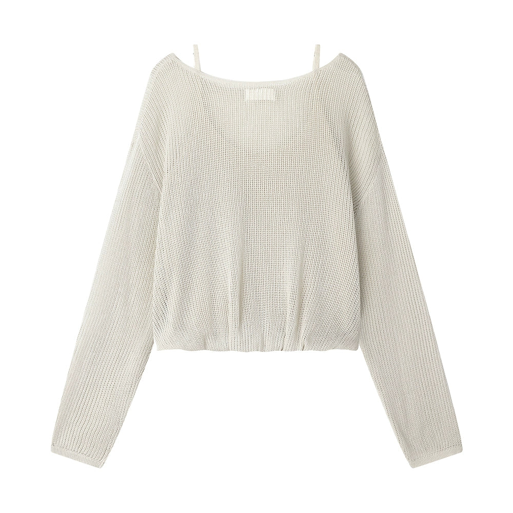 Hollow Knit Long Sleeve Top