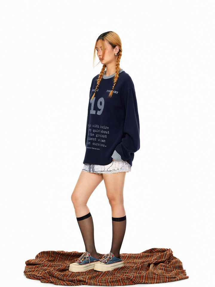 Tryckt denim mini kjol med midjeformande effekt 