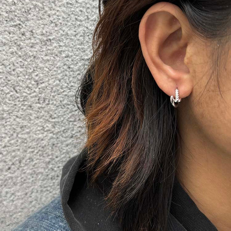 Sterling Silver S925 Nail Hoop Earrings