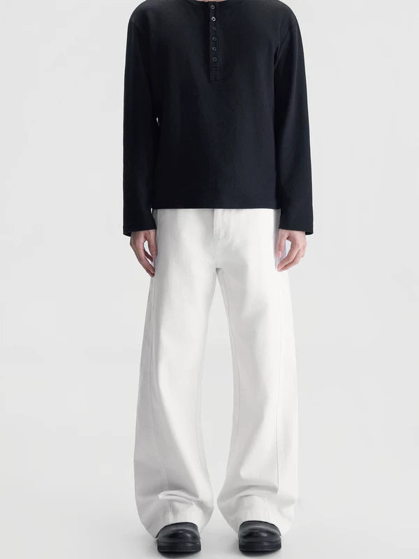 Pantaloni casual a gamba larga in miscela di Lyocell 