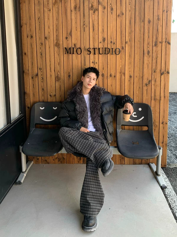 Manteau rembourré avec col en fourrure, Épais et coupe-vent 