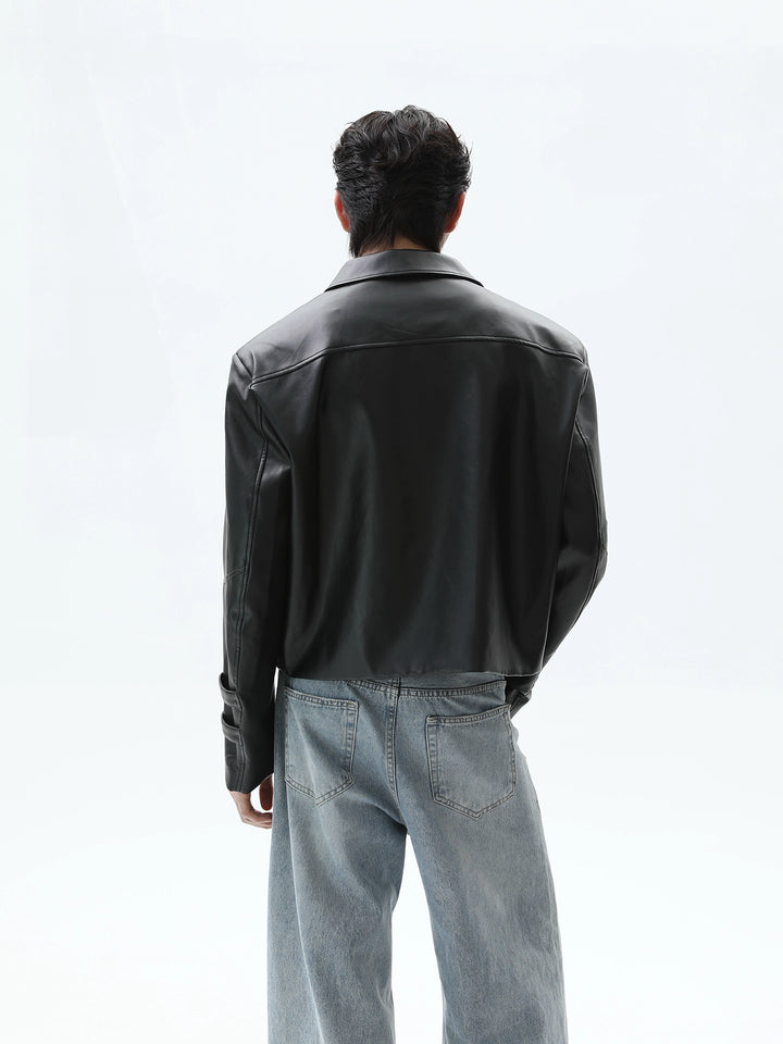 Veste de moto en cuir avec design de rivets 