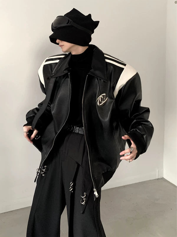 Winter Faux Leather Baseball Jacket