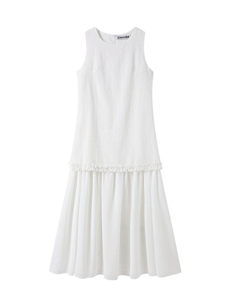 Sleeveless Splicing Two-Piece Vest Dress