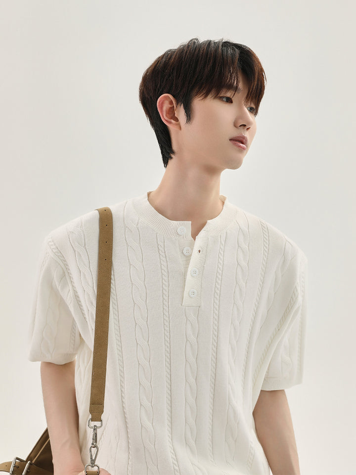 Knitted Short Sleeve Polo T-shirt