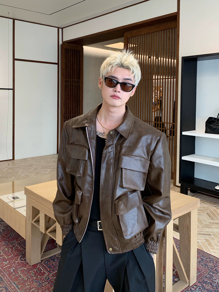 Multi-pocket Leather Jacket