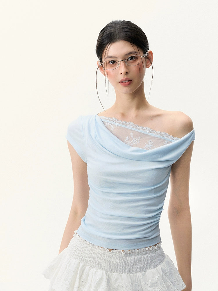 Lace Trim Off Shoulder Knit Top