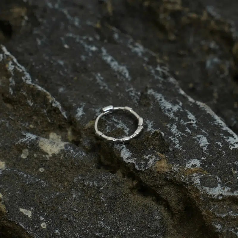 Sterling Silver Bamboo Design Hoop Earrings