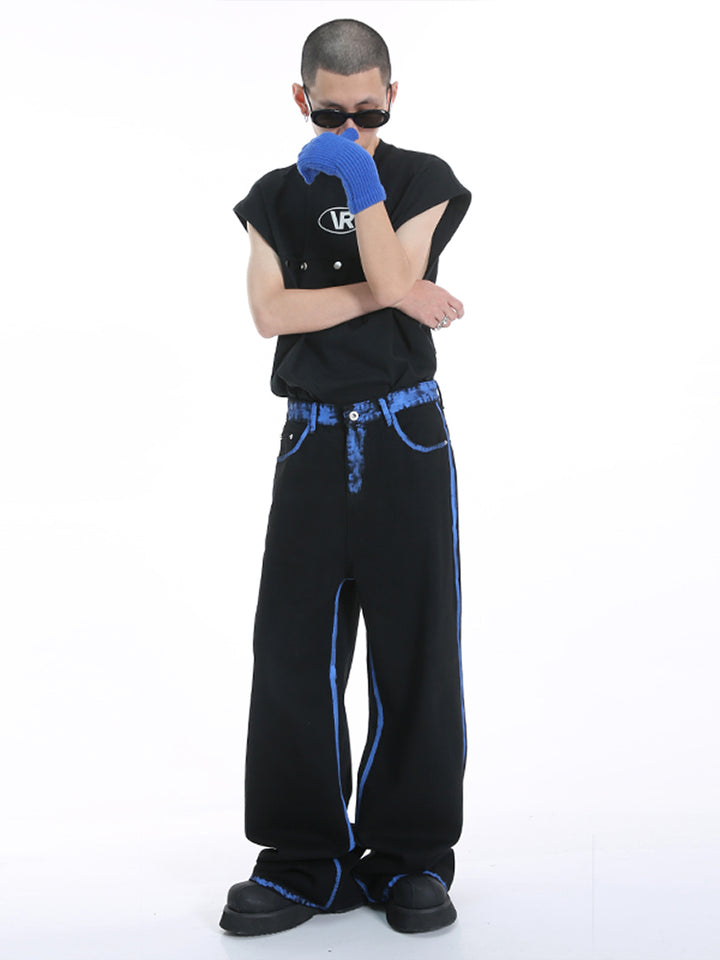 Graffiti Embroidered Loose Straight-Leg Pants