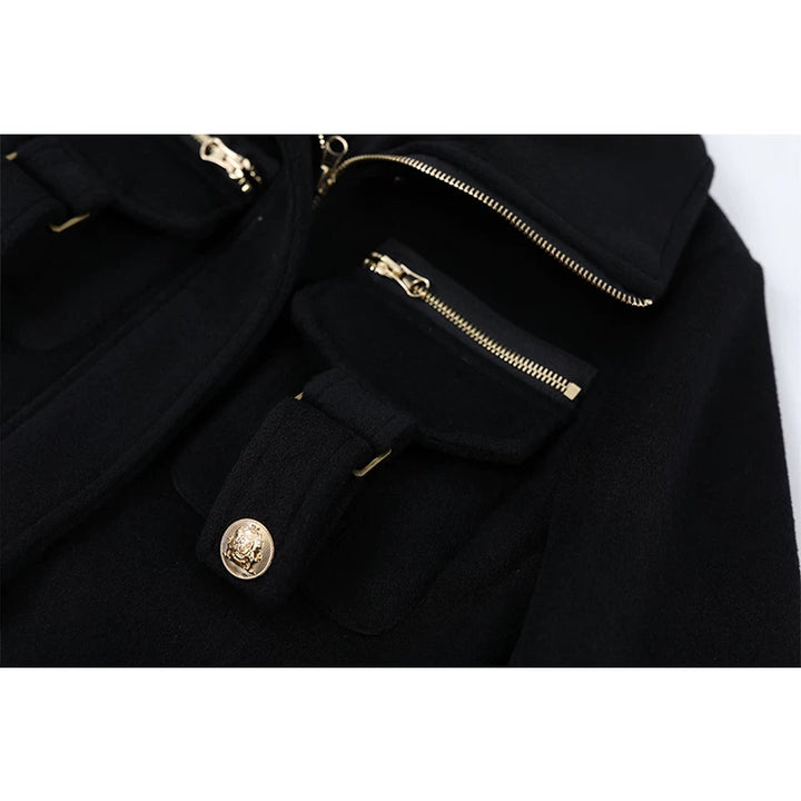 Stand Collar Jacket and Straight Pants