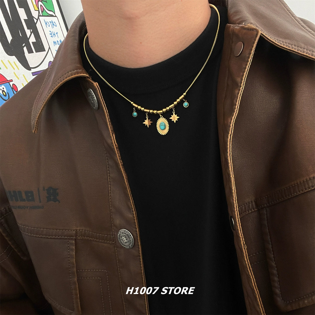Star Pendant Turquoise Bead Necklace