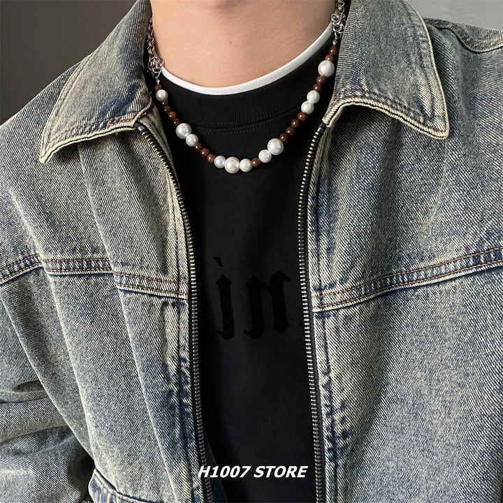Pearl and Bead Clavicle Necklace