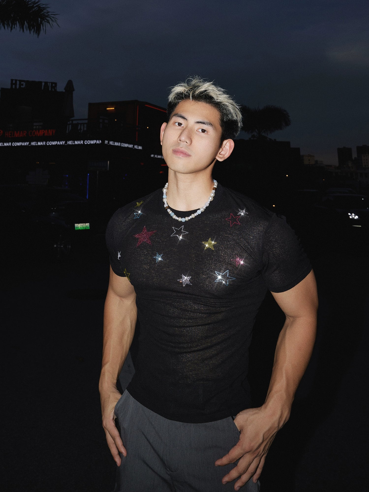 Slim Fit Star Embellished Short Sleeve T-Shirt