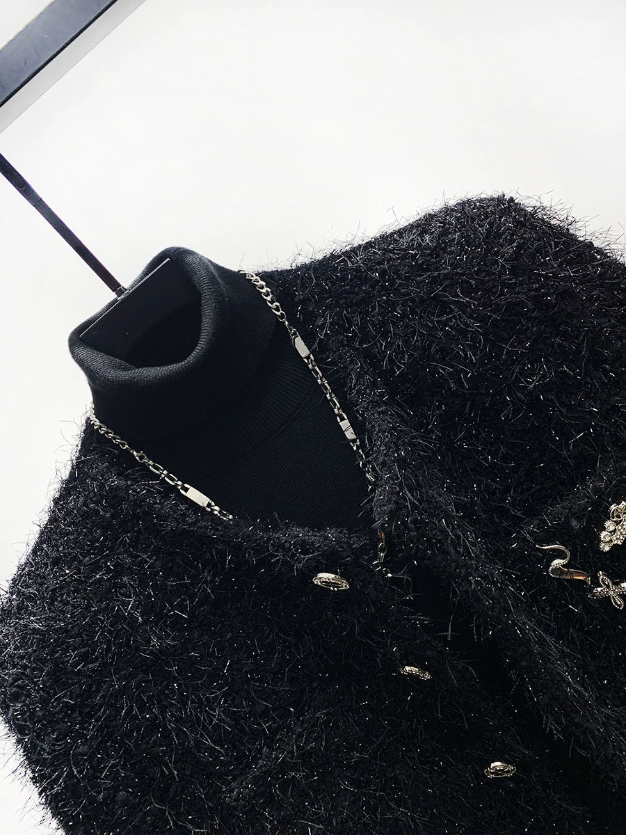 Wool Round Neck Tassel Jacket