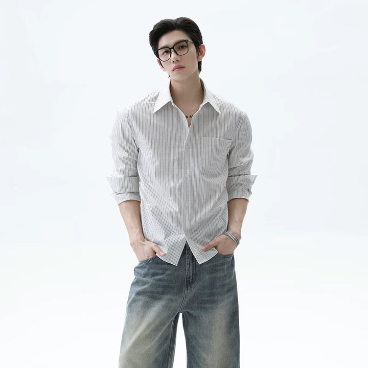 Striped Waist Gather Shirt