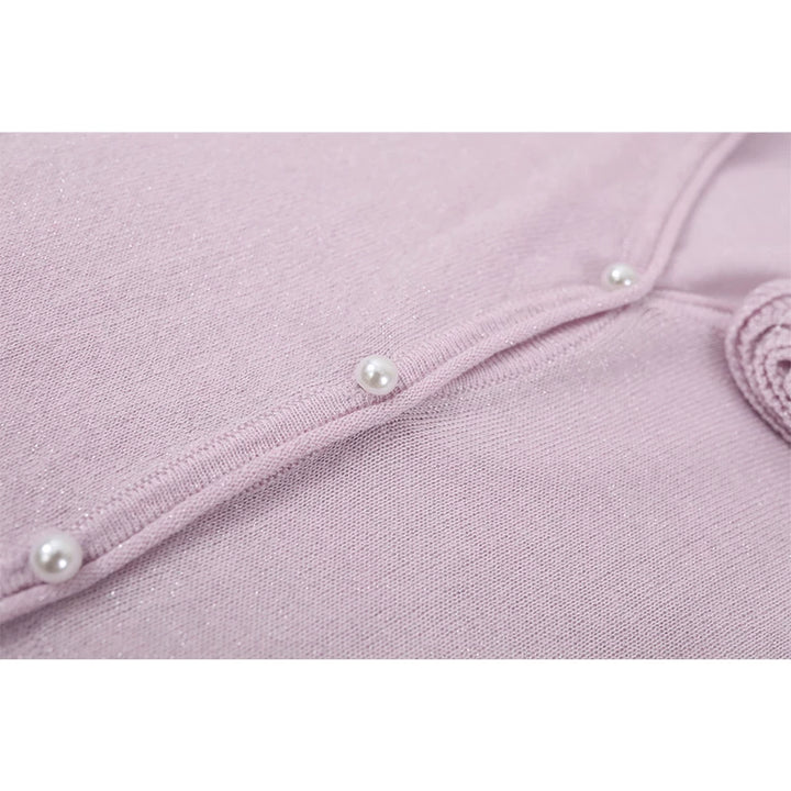 3D Rose V-Neck Knit Cardigan