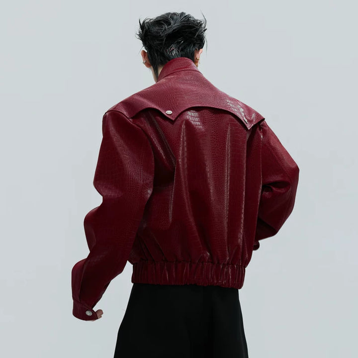 Crocodile Scale Leather Short Jacket