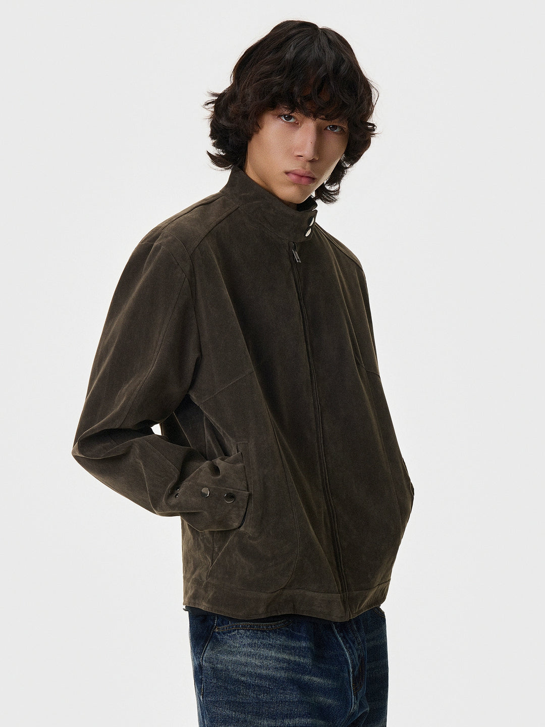 Deconstructed Faux Suede Short Jacket
