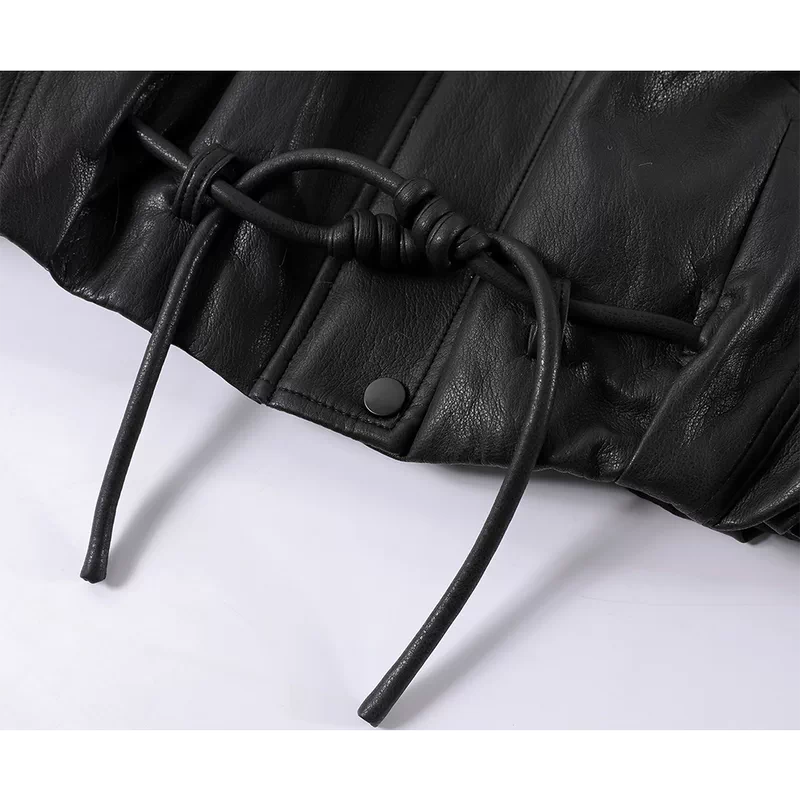 Fur Collar Fleece-Lined Leather Jacket