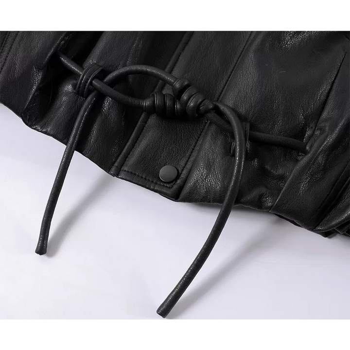 Fur Collar Fleece-Lined Leather Jacket