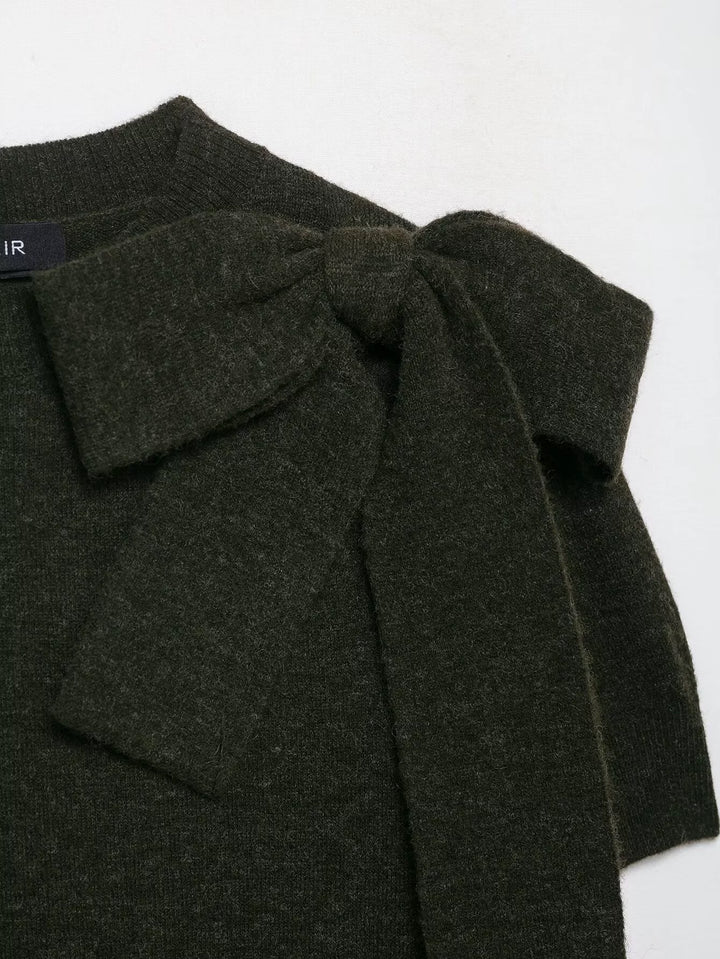 Haut en tricot à accent nœud à manches courtes 