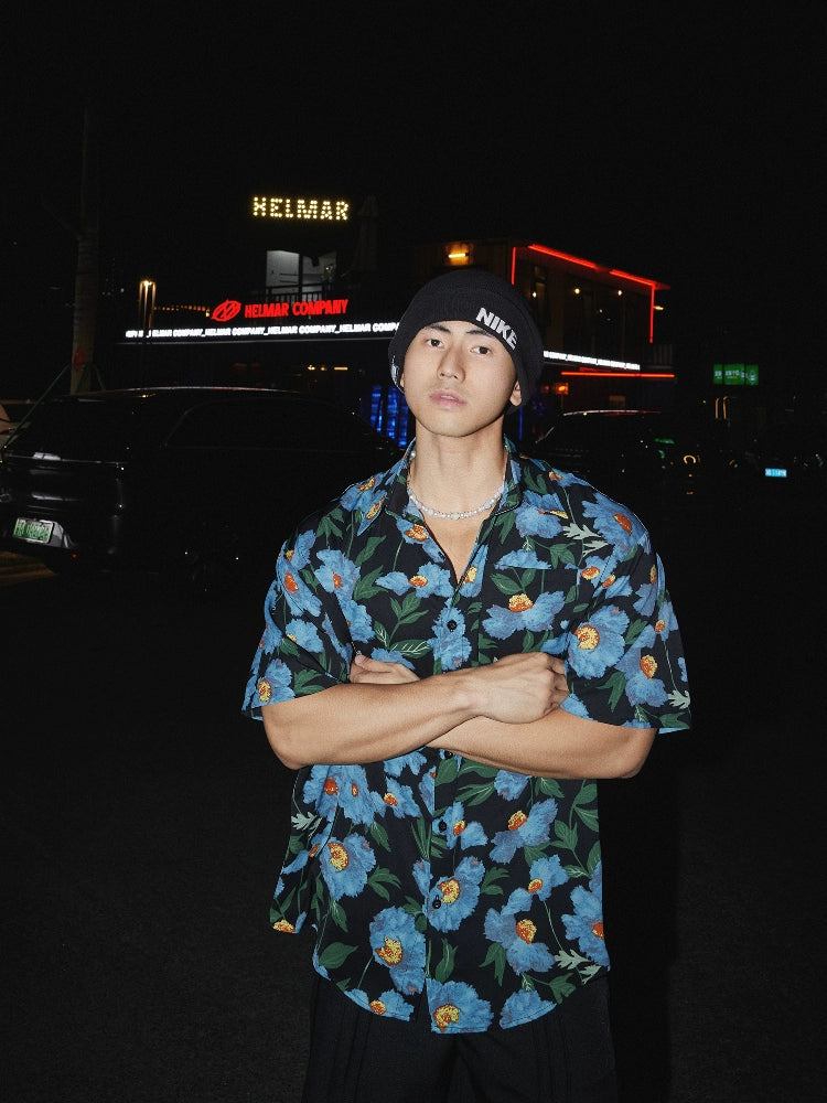 Retro Floral Print Lockere Hawaiian Shirt 