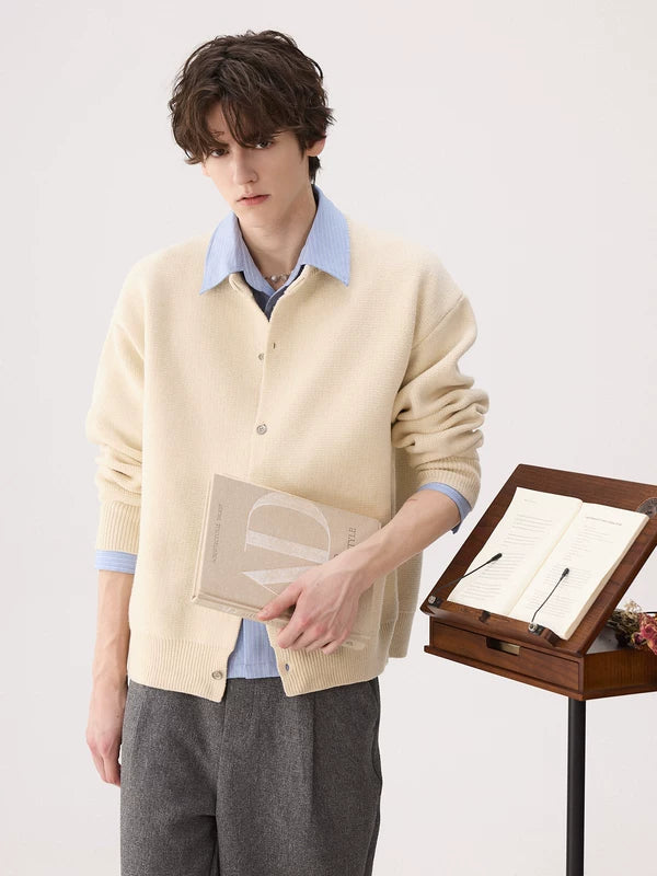 سترة كروشيه بياقة دائرية من الصوف بتصميم بريبي 